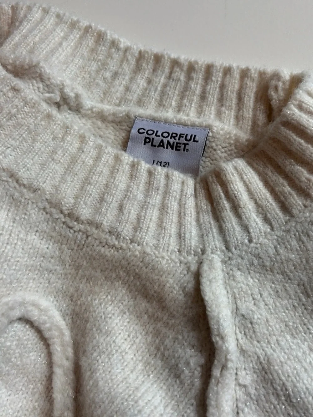 Cream Bow-Detail Crewneck Sweater